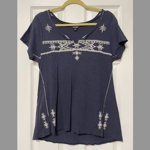 Lucky Brand Top (Navy, Size Large)